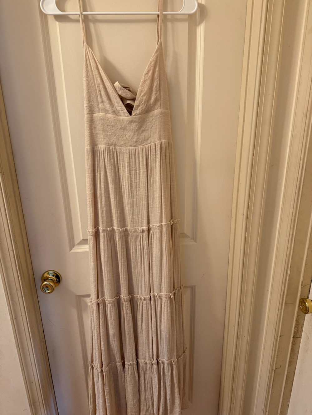 Altar'd State Cream Tiered Spaghetti Strap Maxi Dress